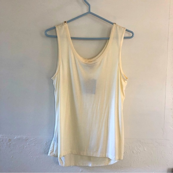 BEADED Tank Top Cream Coloured. Neutral coastal Beach vacation. Size Large - Picture 10 of 14